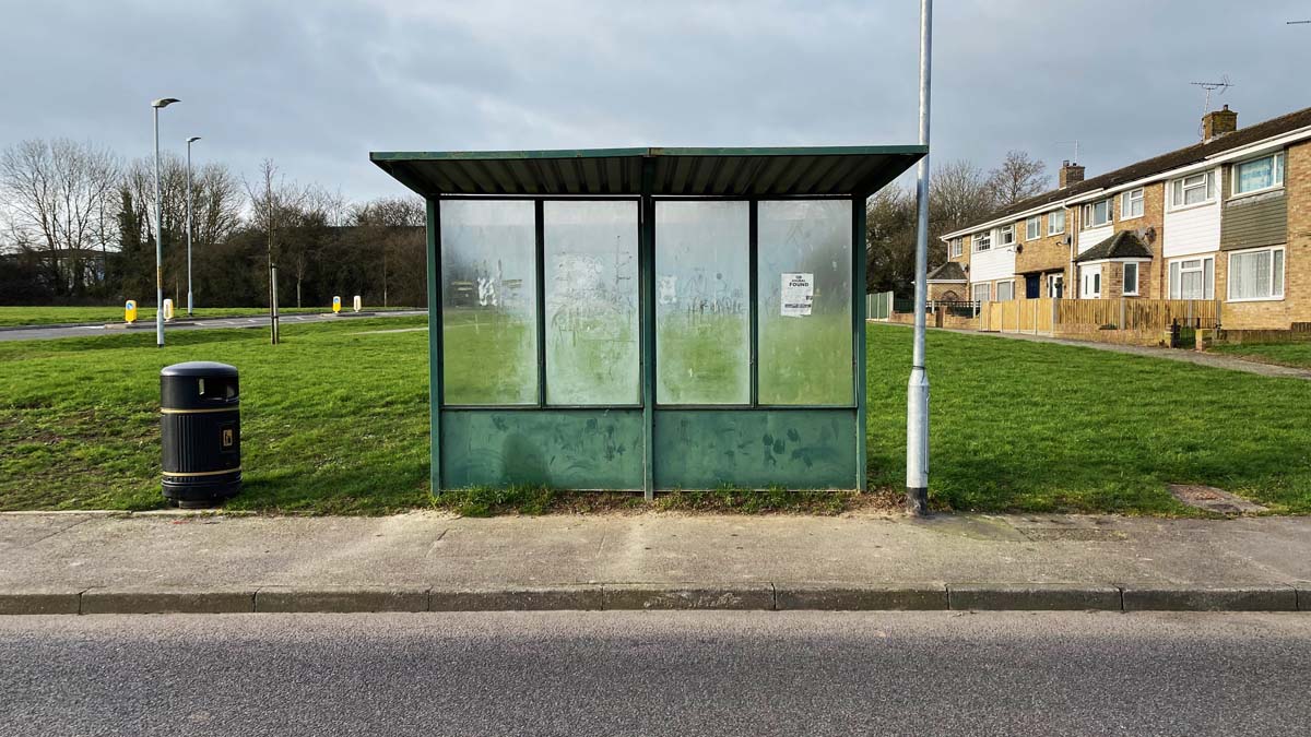 the bus stop where steve the lurcher was left