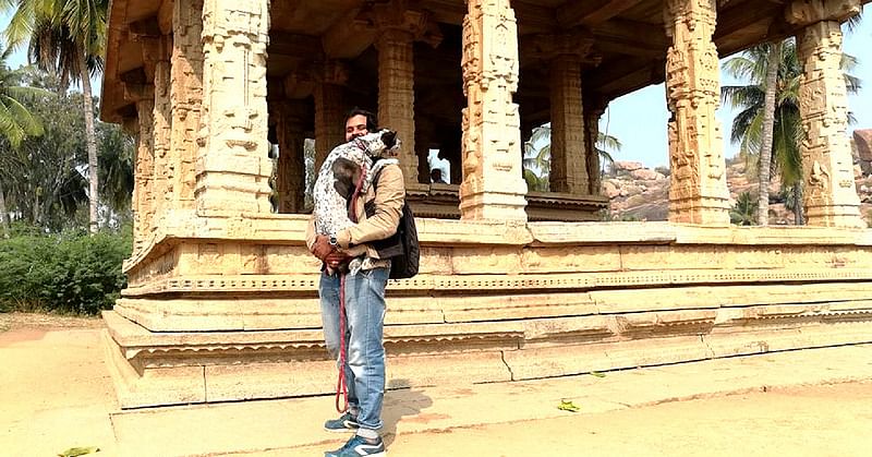 Gautham Kumar with his pet dog, Chandramouli