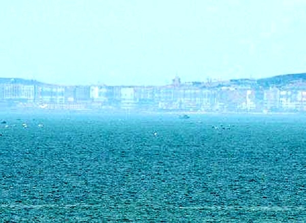 Illusion of a city on the sea in China