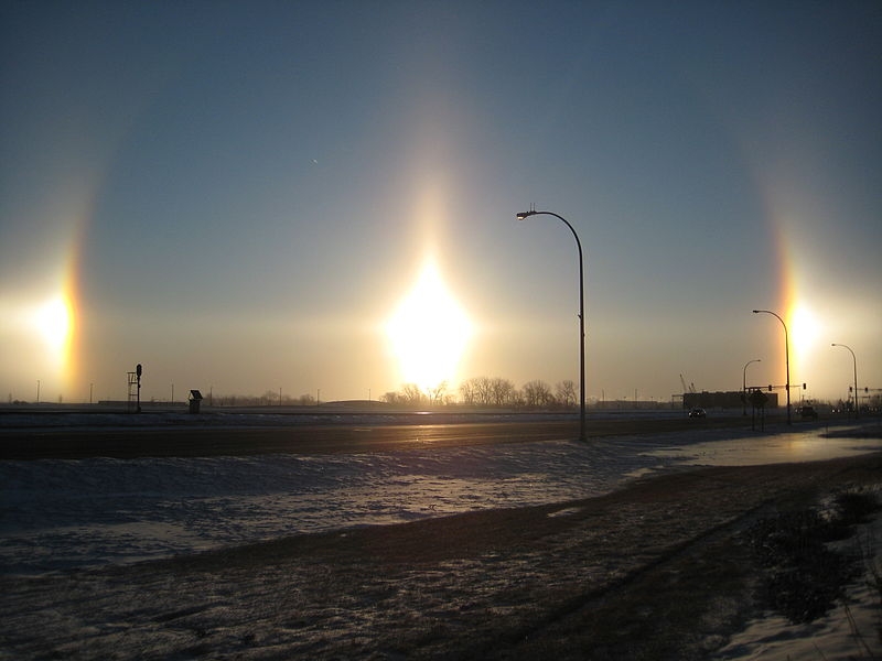 Fake sun over Fargo, North Dakota, USA