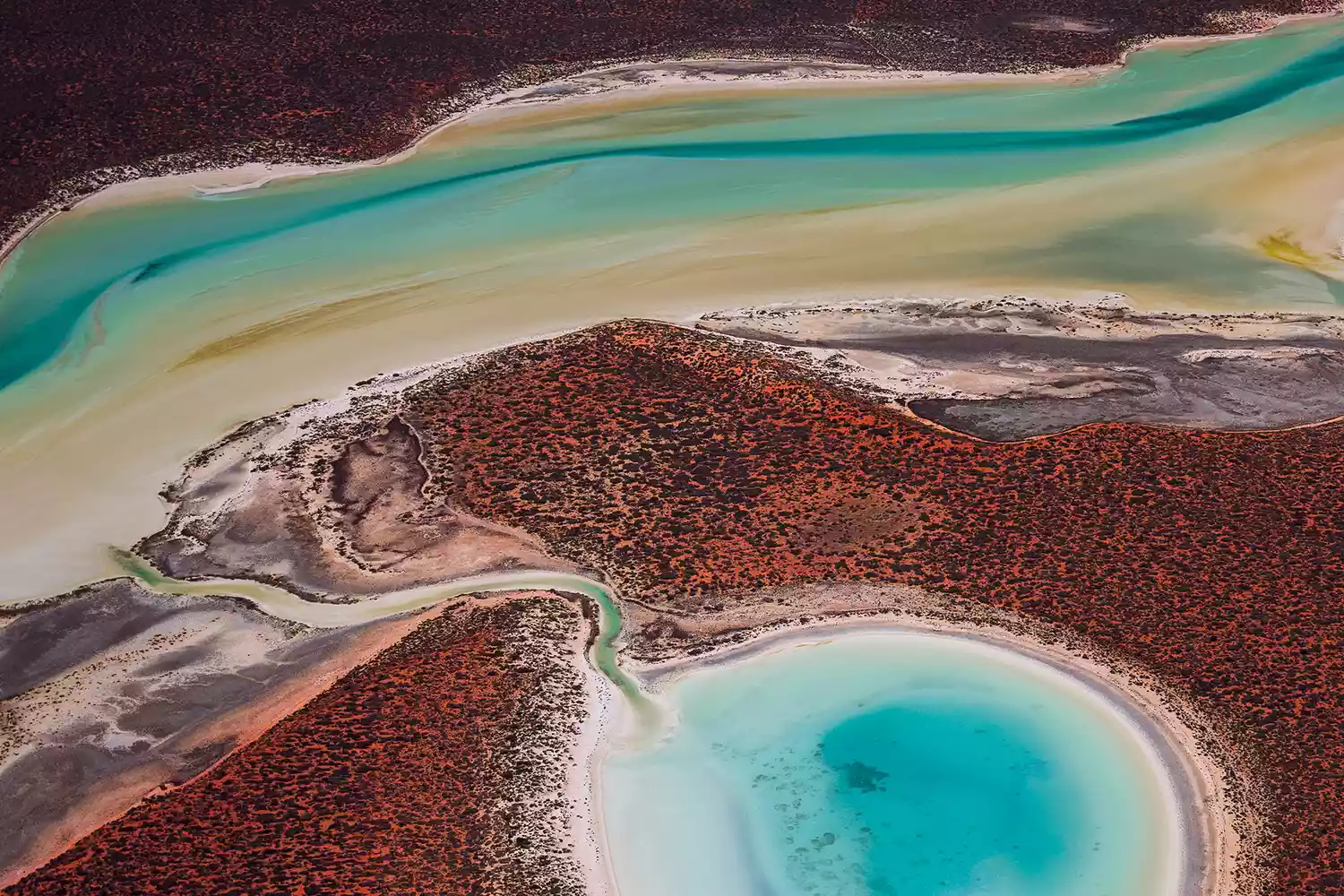 The beautiful coastline of Shark Bay, Western Australia, photographed from a Cessna