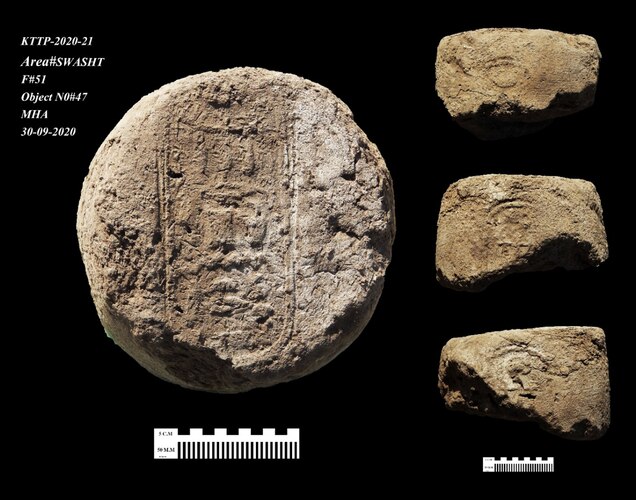 Hieroglyphic inscriptions found on clay caps of wine vessels