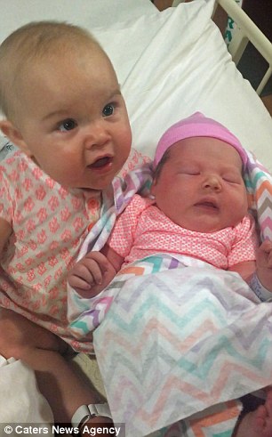 Heartwarming Moment Eight Month Old Girl Leans In To Give Her Newborn Cousin A Clumsy Kiss - And Keeps Kissing