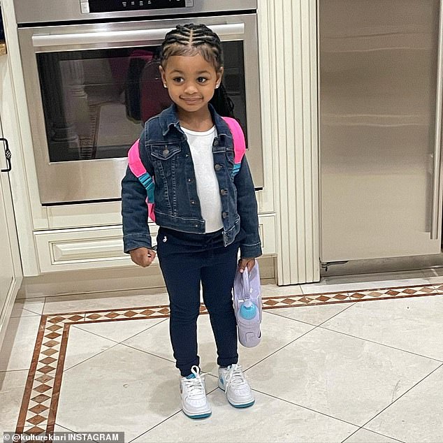 Cardi B's daughter Kulture, three, kisses daddy Offset goodbye as she heads to school | Daily Mail Online