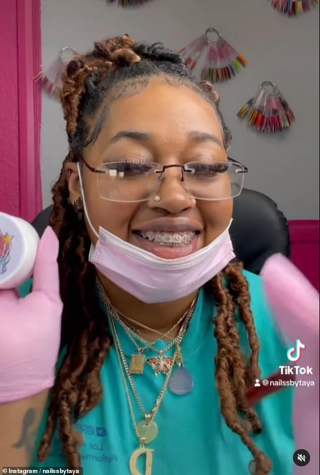 Pictured: Nail technician Taya Hawkins, from Los Angeles, who claims to have turned down an appointment with Cardi B