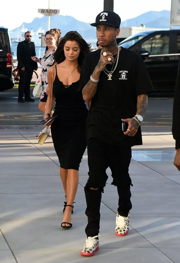 Tyga and Demi Rose Mawby are seen out shopping in Cannes at Saint Laurent